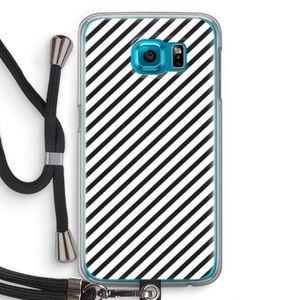 Strepen zwart-wit: Samsung Galaxy S6 Transparant Hoesje met koord