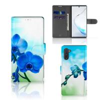 Samsung Galaxy Note 10 Hoesje Orchidee Blauw - Cadeau voor je Moeder Samsung Galaxy Note 10 Hoesje Orchidee Blauw - Cadeau voor je Moeder