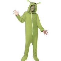 Groene alien verkleed kostuum onesie voor kids 145-158 (10-12 jaar)  - - thumbnail
