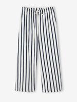 Wijde legging met golvend effect voor meisjes wit, gestreept