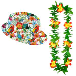 Carnaval verkleed set - Tropische Hawaii party - hoed met bloemenslinger - volwassenen