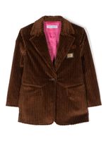 Dolce & Gabbana Kids blazer en velours côtelé à patch logo - Marron