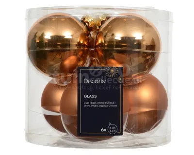 Kerstballen Glas Ø8cm Brandy 6st