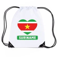 Nylon sporttas Suriname hart vlag wit   -