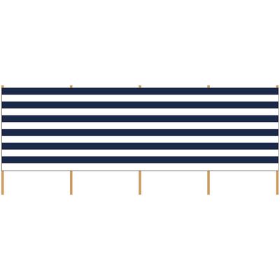 3x Stuks strand/camping kunststof windscherm gestreept wit/blauw 2,25 meter x 120 cm