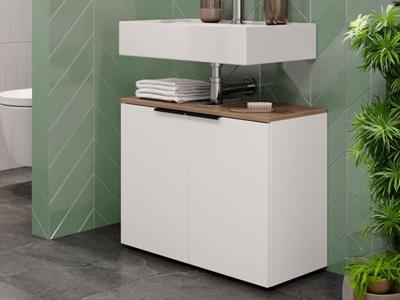 Onderkast lavabo MENNO 2 deuren wit/navarra eik