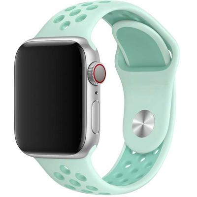 Apple Watch Dubbel Sport Band - Groenblauw Tint Tropische Twist - 44, 45, 46 & 49mm - ML