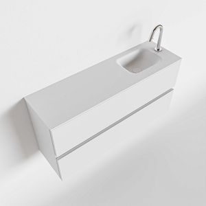 Toiletmeubel Mondiaz Ada | 100 cm | Meubelkleur Talc | Lex wastafel Talc Rechts | 1 kraangat