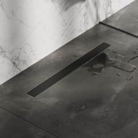 Douchegoot Brauer Mat Zwart Inclusief Vloerflens 80x7 cm Zero Tegelinlegrooster Omkeerbaar