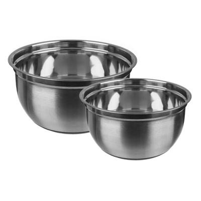 Secret de Gourmet beslagkommen / mengkommen - Set 2x stuks - RVS - 4,5/2.5 Liter - Met antislip