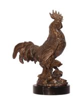 A BRONZE SCULPTURE OF A ROOSTER
