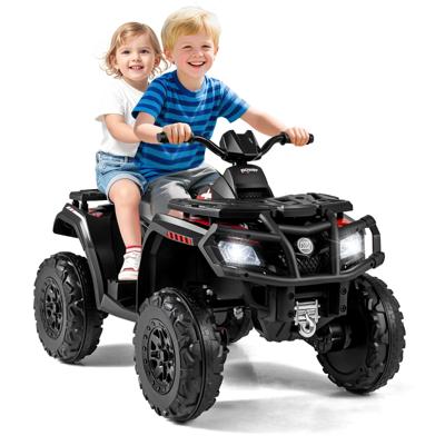 Kinder-ATV 24V 2-zits 4-wiel Quad Elektrisch Voertuig met 4 Motoren Zachte Start & Vering LED-lampen Muziek Kinderauto Zwart