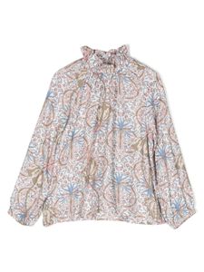 Il Gufo blouse volantée à motif zalij - Blanc