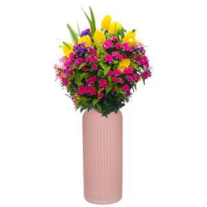 Bloemenvaas - oud roze - mat - D9 x H20 cm - glas - vaas - boeketvaas