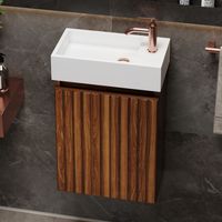 Fontana Alaska toiletmeubel ribbelfront walnoot 40x22cm met solid surface fontein rechts