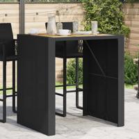 Tuinbartafel acaciahouten blad 105x80x110 cm poly rattan zwart