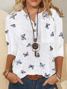 V Neck Half Sleeve Casual Printed Top