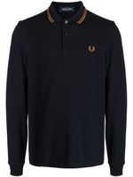 Fred Perry logo-embroidered cotton polo shirt - Bleu