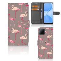OPPO A73 5G | Telefoonhoesje | Met pasjeshouder | Flamingo