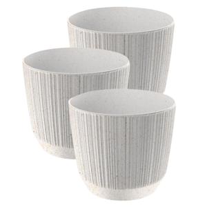 Prosperplast Plantenpot - 3x stuks - stripe - wit - D13xH11 cm