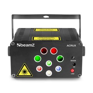 Laser lichteffect - BeamZ Acrux party laser met 4 lasers (rood / groen) en gekleurde LED's