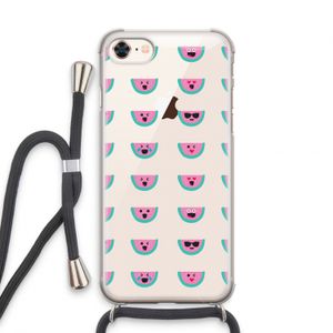 Smiley watermeloenprint: iPhone 7 Transparant Hoesje met koord