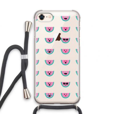 Smiley watermeloenprint: iPhone 7 Transparant Hoesje met koord