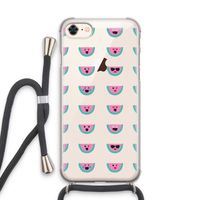 Smiley watermeloenprint: iPhone 7 Transparant Hoesje met koord