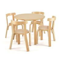 Kindertafel Houten Tafel met 4 Stoelen Kindertafel en Stoelset met Rugleuning Natuurlijk
