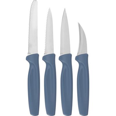Excellent Houseware keuken messen set - blauw - 4 delig - rvs en kunststof - keukengerei