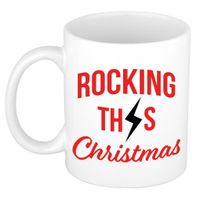 Leuke Kerst cadeau mok/beker - rocking this Christmas - wit   - - thumbnail