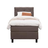 Leen Bakker - Boxspring Liv Geruit - Donker - 90x200 Cm - Vierkante Poot - Stof - Bruin