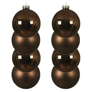 8x stuks glazen kerstballen walnoot bruin 10 cm mat/glans