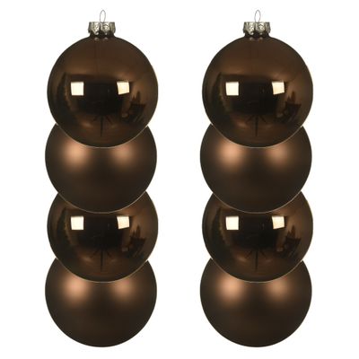 8x stuks glazen kerstballen walnoot bruin 10 cm mat/glans