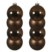 8x stuks glazen kerstballen walnoot bruin 10 cm mat/glans