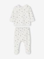 Fluwelen pyjama met bloemmotief baby 2-delig ecru