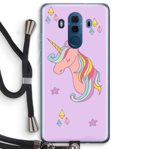 Roze eenhoorn: Huawei Mate 10 Pro Transparant Hoesje met koord