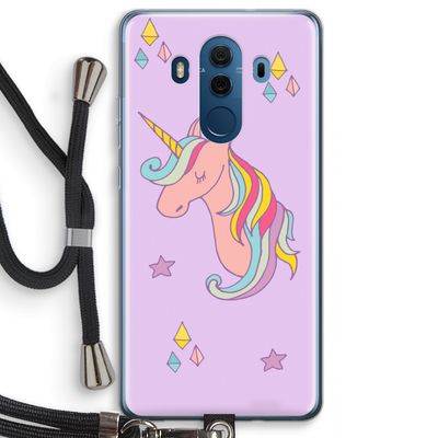 Roze eenhoorn: Huawei Mate 10 Pro Transparant Hoesje met koord