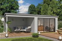 Outdoor Life Products | Tuinhuis Pernilla 385 x 295 met Aanbouw | Platinum Grey