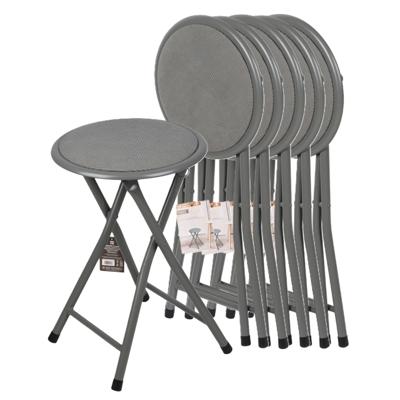 Urban Living Bijzet krukje - 6x - donkergrijs - metaal - 30 x 45 cm - inklapbaar - woonaccessoires