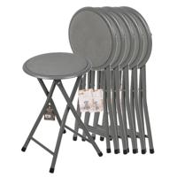 Urban Living Bijzet krukje - 6x - donkergrijs - metaal - 30 x 45 cm - inklapbaar - woonaccessoires