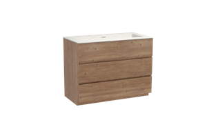 Storke Edge staand badmeubel 105 x 52 cm ruw eiken met Mata enkele wastafel in solid surface