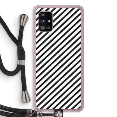 Strepen zwart-wit: Samsung Galaxy A51 5G Transparant Hoesje met koord