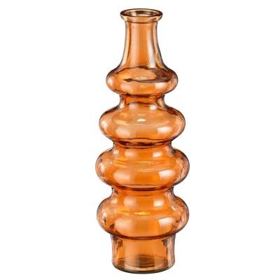 Bloemenvaas Sira - transparant glas - oranje - D14,5 x H40 cm - vaas - sierlijk model