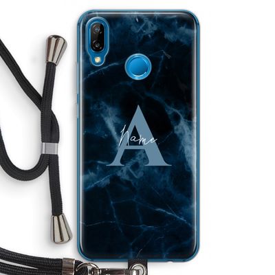 Midnight Marble: Huawei P20 Lite Transparant Hoesje met koord