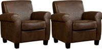 Set van 2 Bruine leren klassieke fauteuils Perfection - poot hout bruin - Vintage Leer Brown (bruin leer)