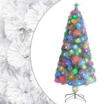 VidaXL Kunstkerstboom met verlichting 150 cm glasvezel wit