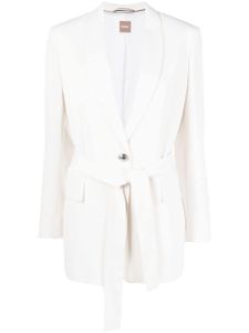 BOSS blazer boutonné à taille ceinturée - Blanc