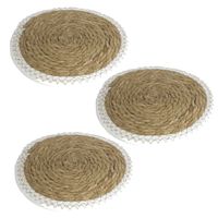 Set van 3x stuks pannen onderzetter van zeegras rond 28 x 28 cm