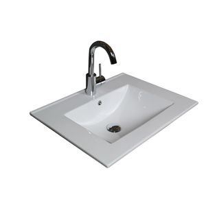 Badmeubelset BWS Salt 60x46cm Greeploos 2 Lades Met Wastafel Acryl 1 Kraangat Ice White